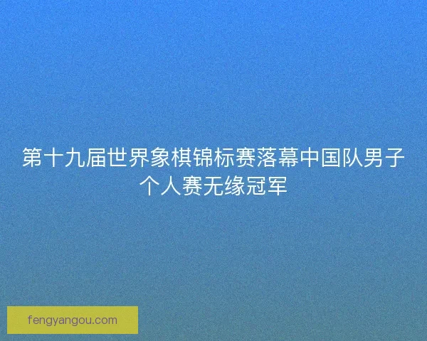 第十九届世界象棋锦标赛落幕中国队男子个人赛无缘冠军