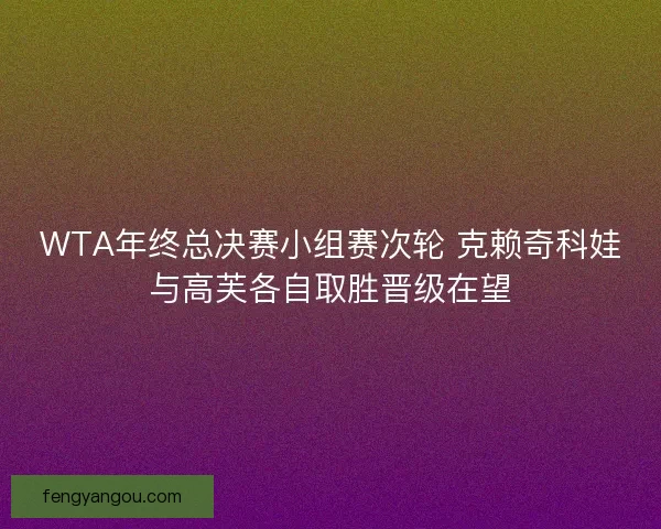 WTA年终总决赛小组赛次轮 克赖奇科娃与高芙各自取胜晋级在望